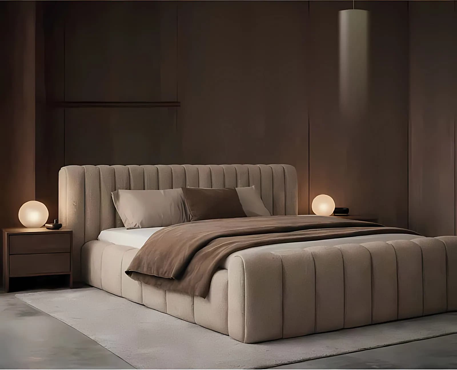 BODO, Polsterbett, Bouclé Beige