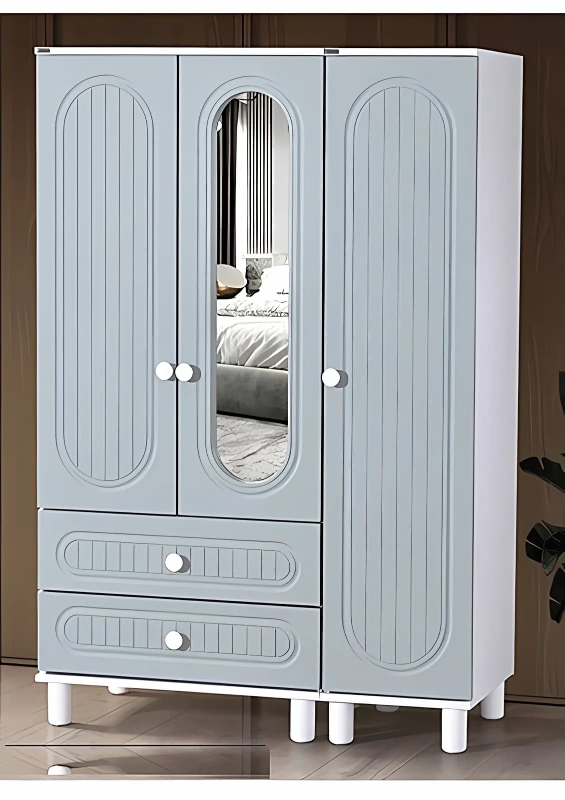 BOHEM, Kleiderschrank, 3-türig, Salbeigrün