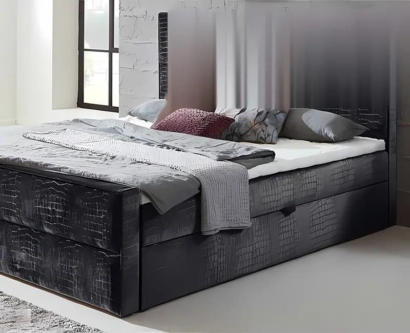 BOXBED KROKO, Boxspringbett, Samt Anthrazit