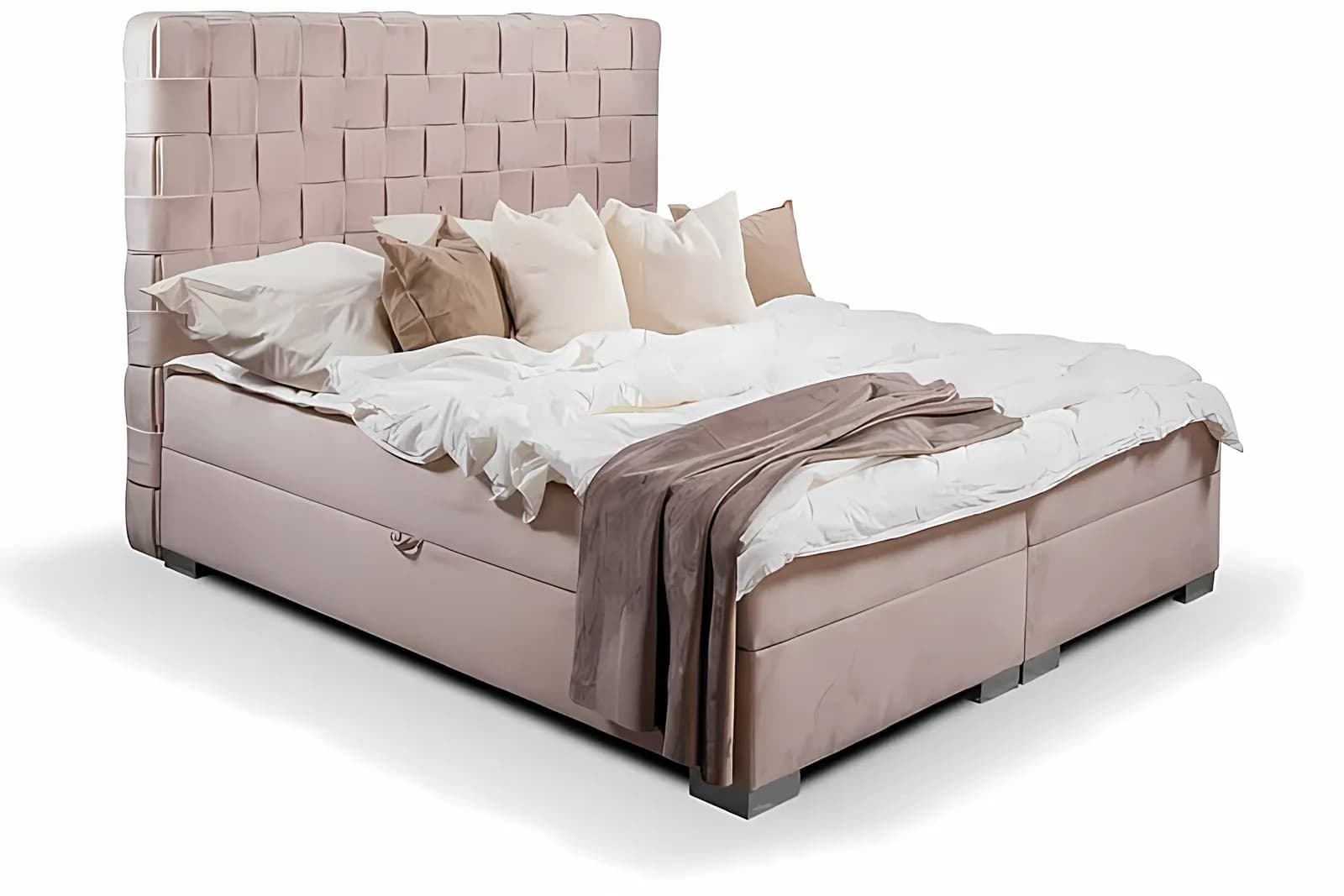 BOXBED TOKIO, Boxspringbett, Samt Altrosa