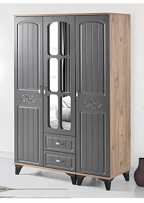COUNTRY, Kleiderschrank, 3-türig, Anthrazit