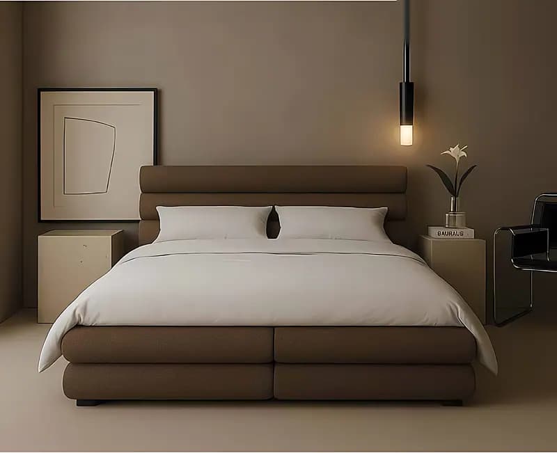 FLUFFY, Boxspringbett, Bouclé Braun