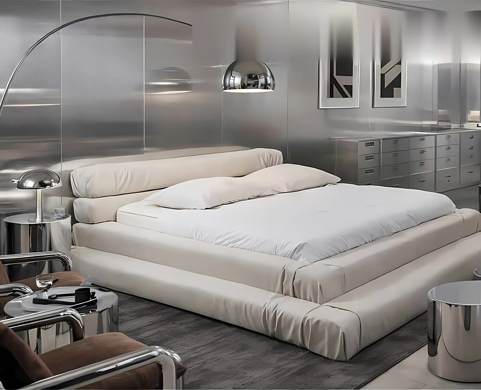 GSTAAD, Polsterbett, Bouclé Creme