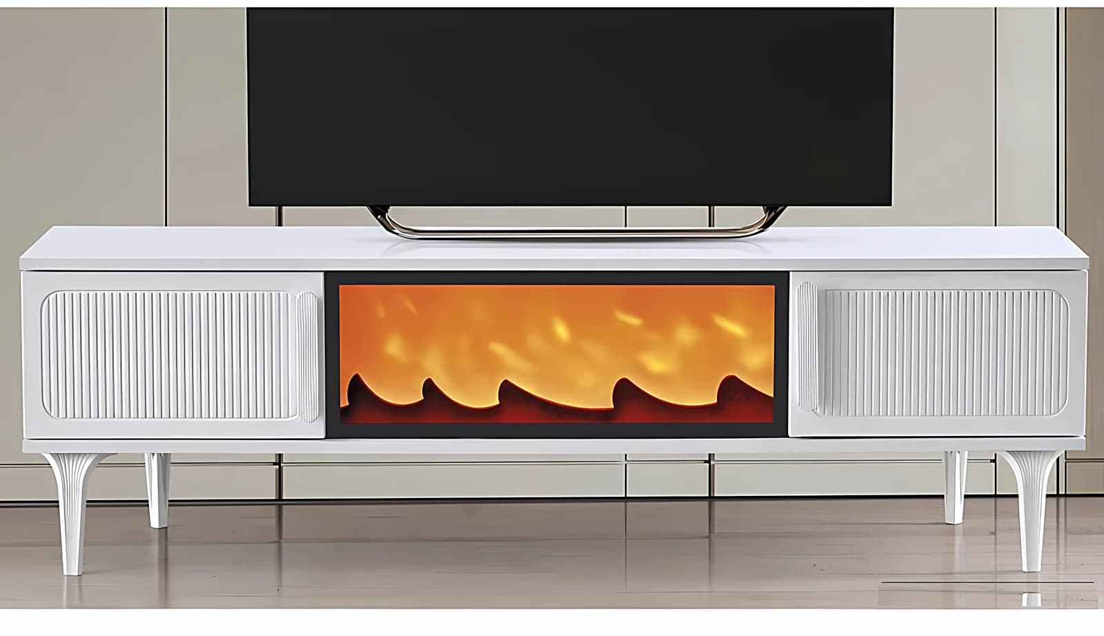 LINEA, TV-Lowboard mit Elektrokamin, Anthrazit