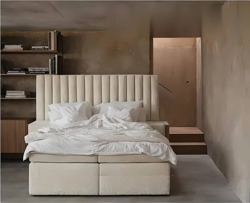 LONDI DUO XL, Boxspringbett, Bouclé Creme