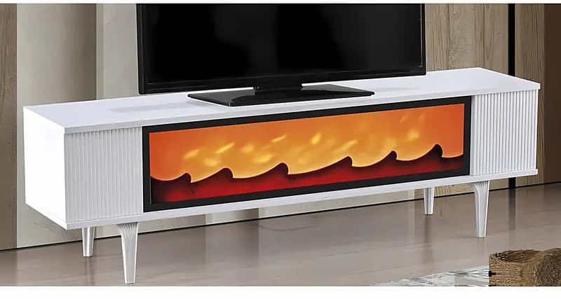 LUNA, TV-Lowboard mit Elektrokamin, Anthrazit