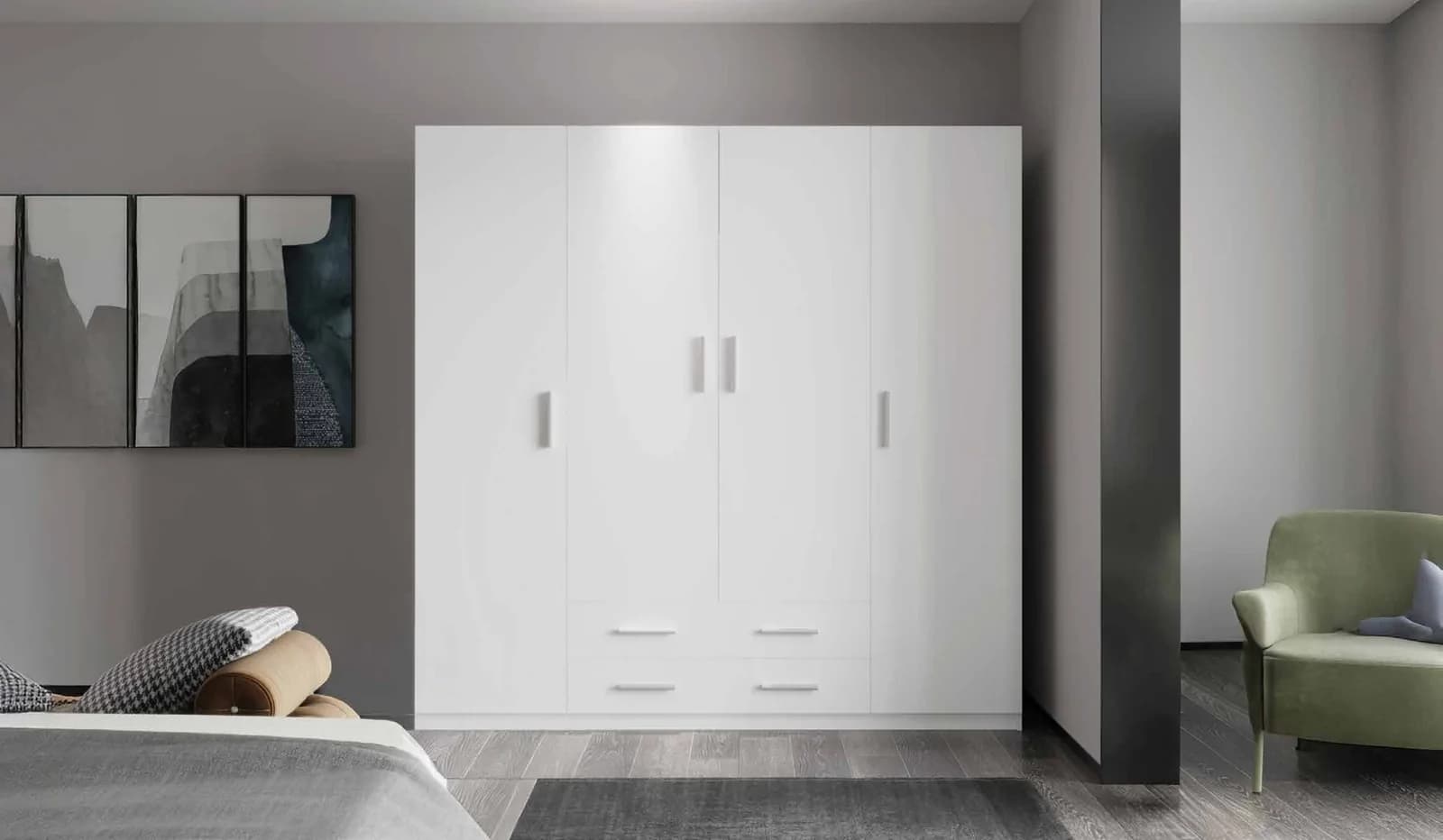 MUPO, Kleiderschrank, Spanplatte Weiss