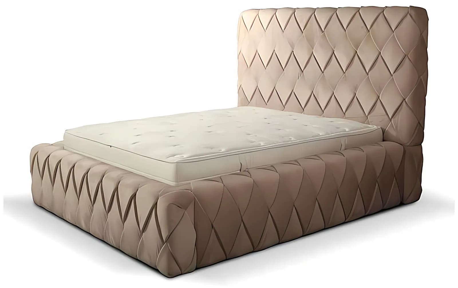 NANAN LUX, Polsterbett, Velours Beige