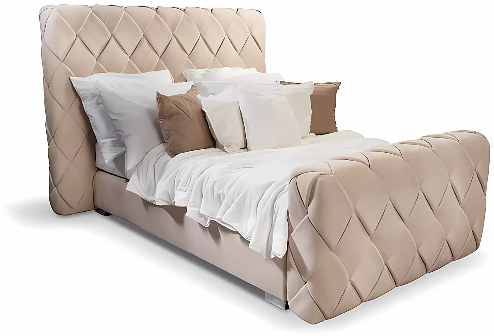 NANAN SOFT, Polsterbett, Velours Beige