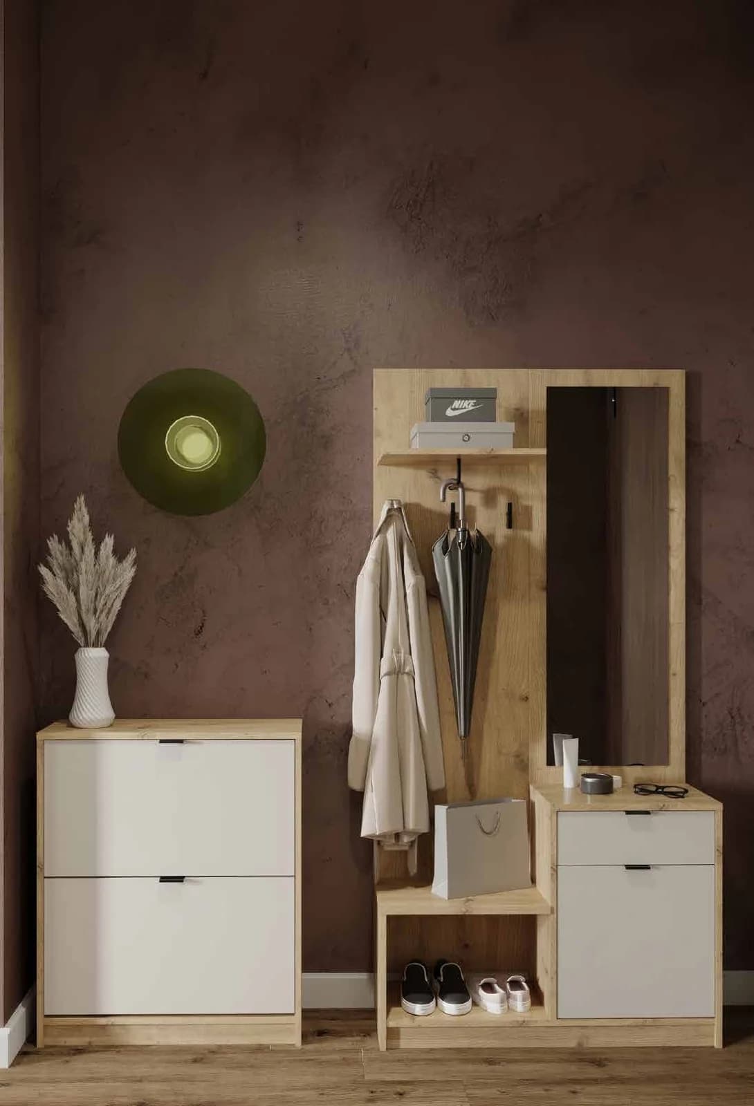 NEPON, Garderobe, Spanplatte Weiss