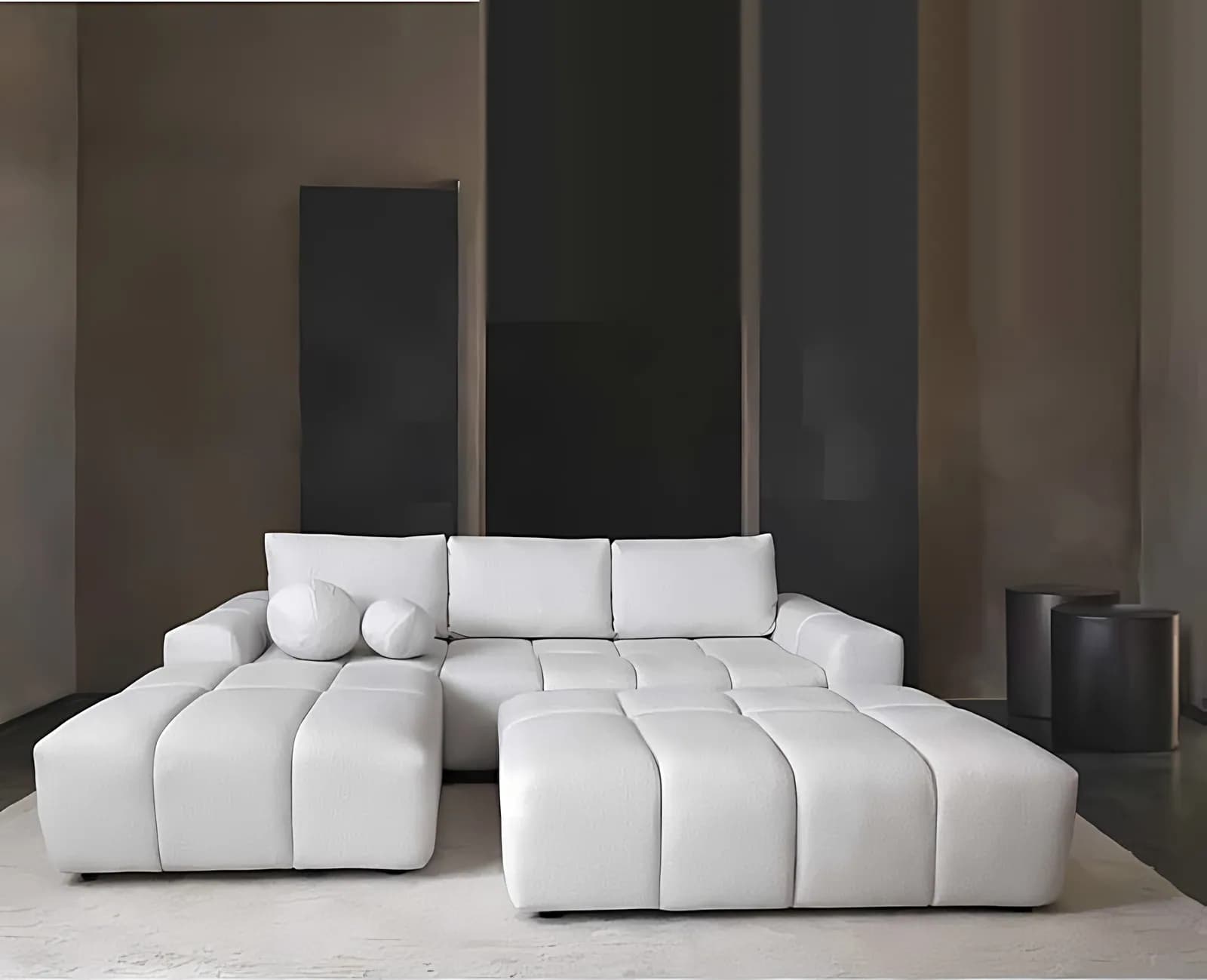 NOBO, Ecksofa, modular, Bouclé Creme