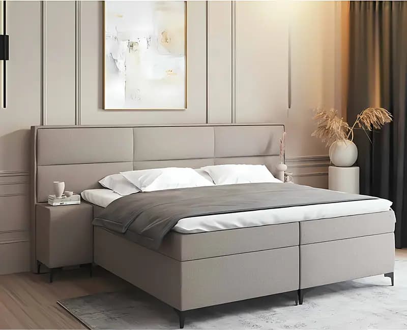 PESCARA, Boxspringbett, Bouclé Greige