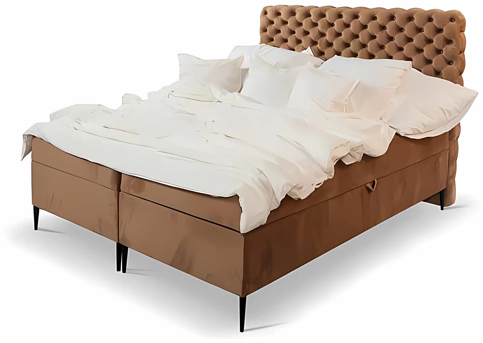 SANTO BOXBED, Boxspringbett, Samt Braun