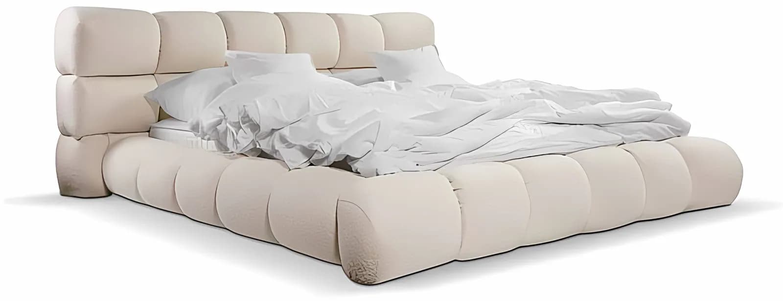 SLOW, Polsterbett, Bouclé Creme