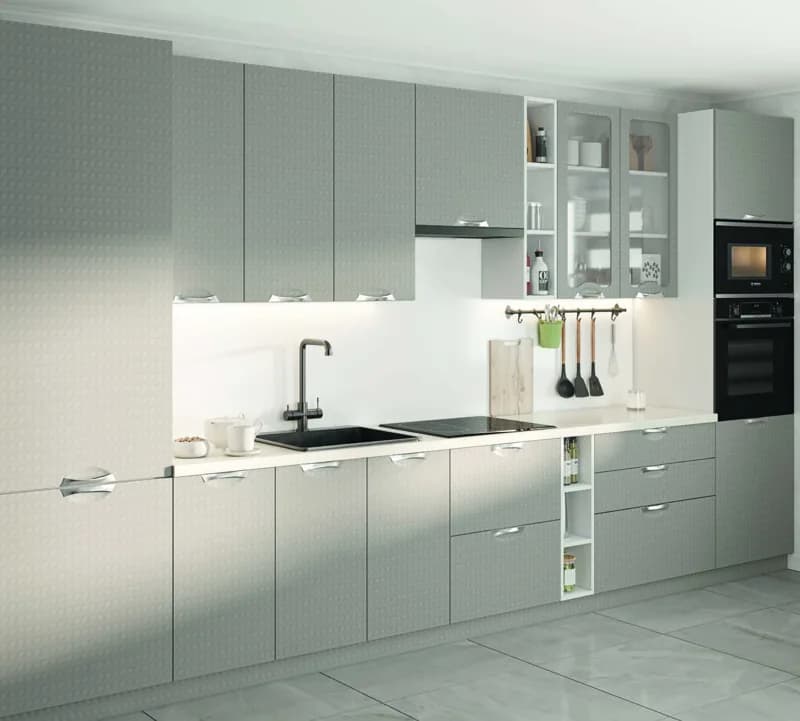 ADEL LUXE, Küche mit Folienfront, MDF foliert Creme