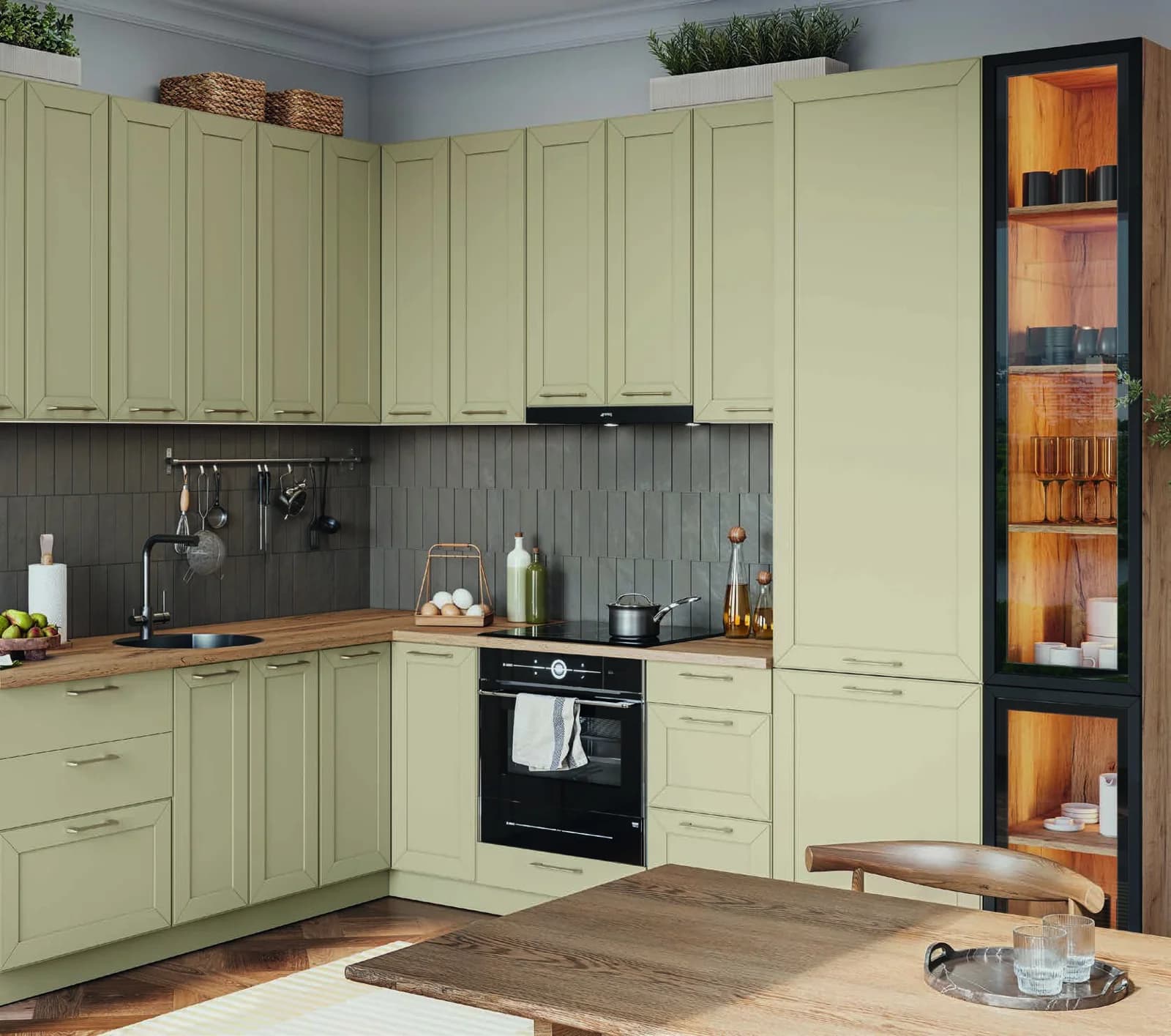 MARGO, Küche mit Folienfront, MDF foliert Creme