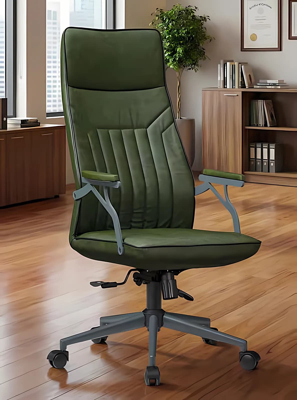 ARES, Chefsessel, Leder Oliv