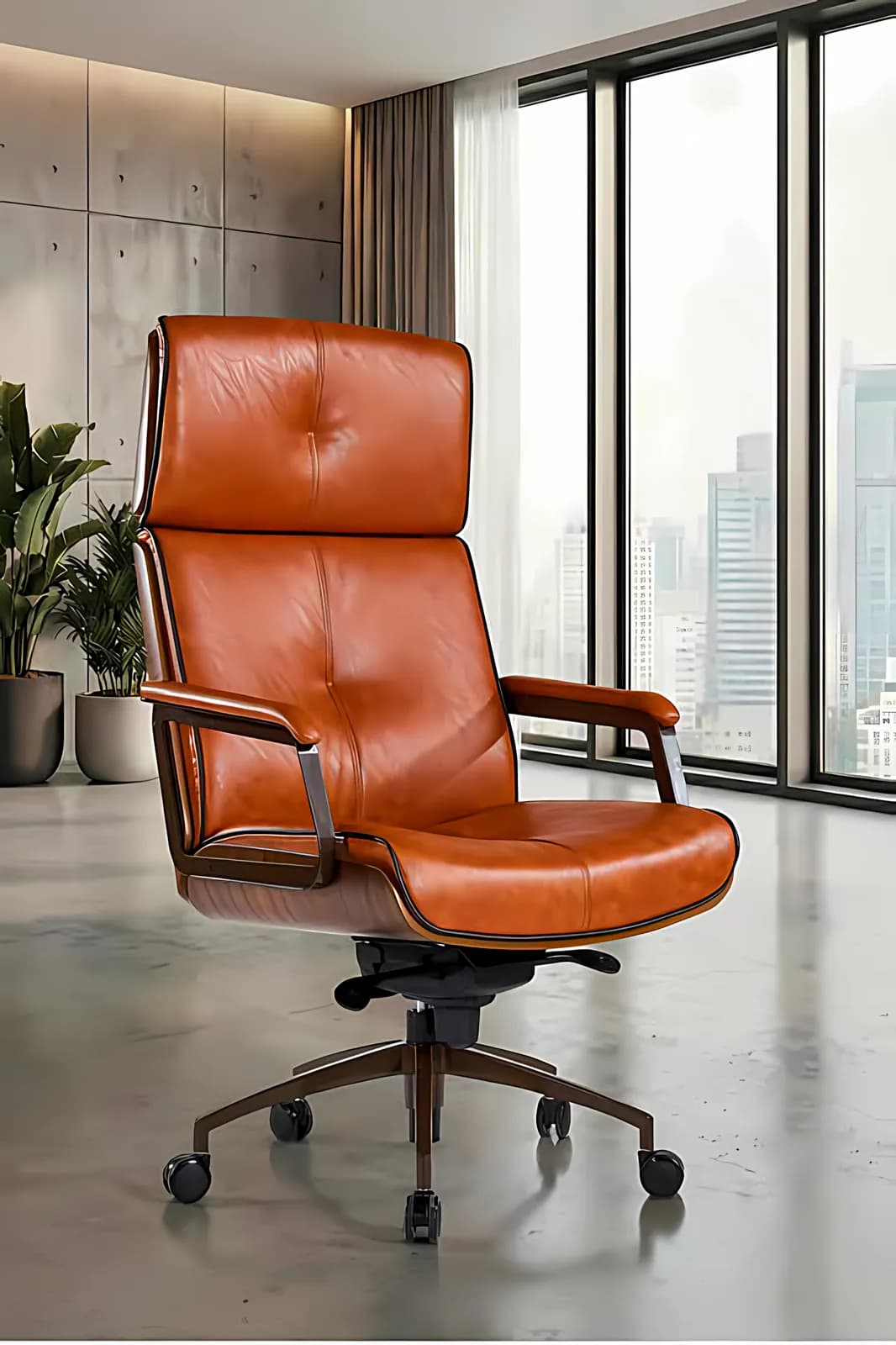 BROOKE, Chefsessel, Leder Cognac