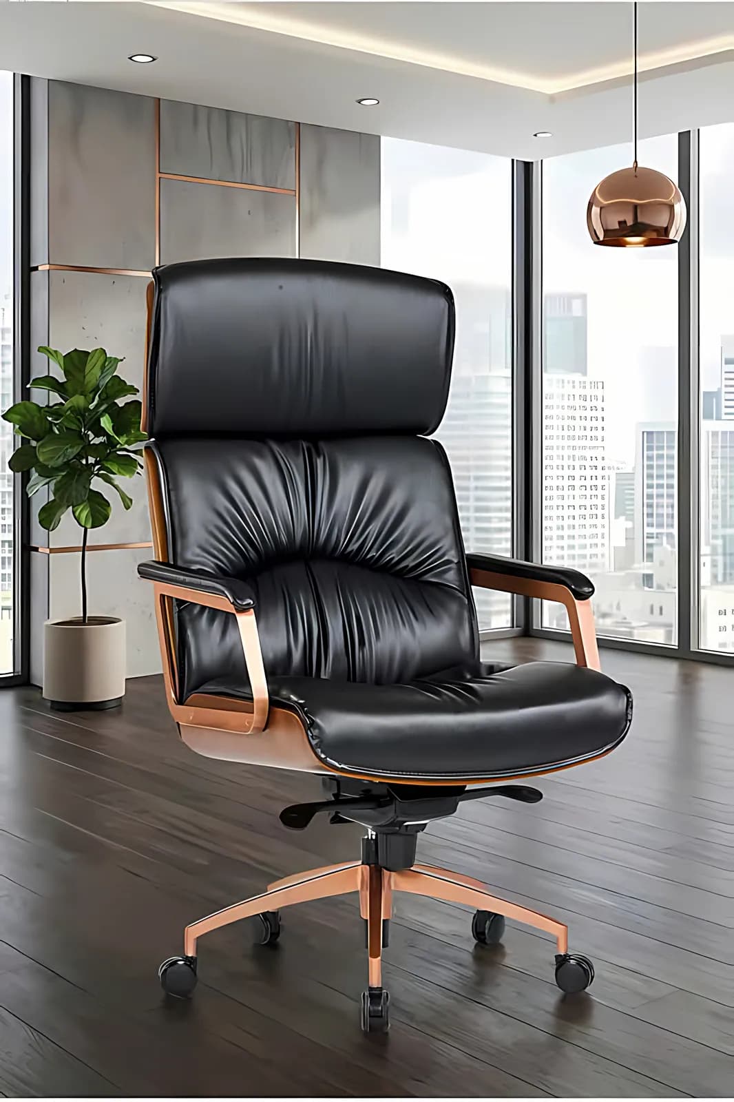BROOKE PLUS, Chefsessel, Leder Schwarz