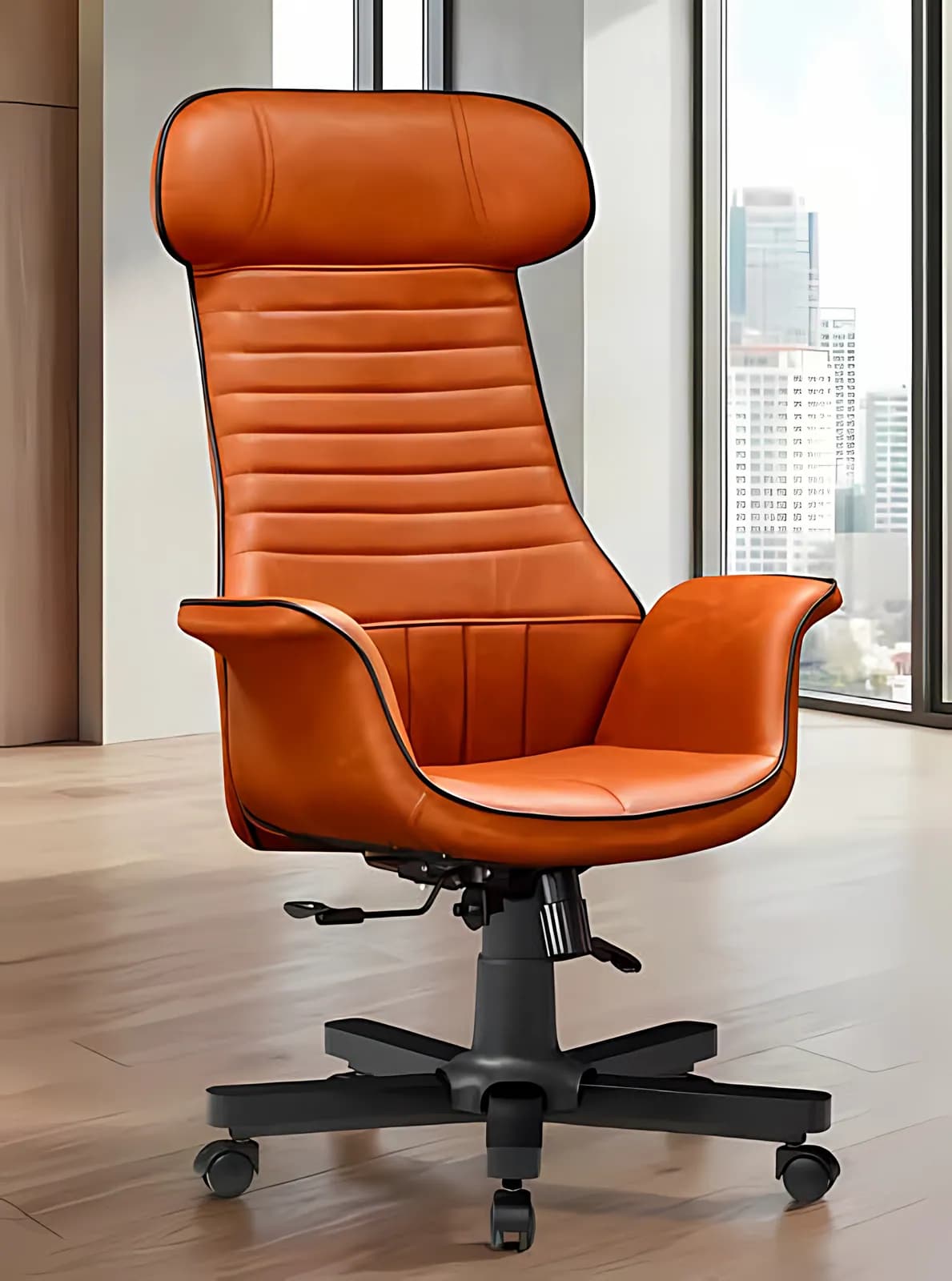 CLIVE, Chefsessel, Leder Cognac