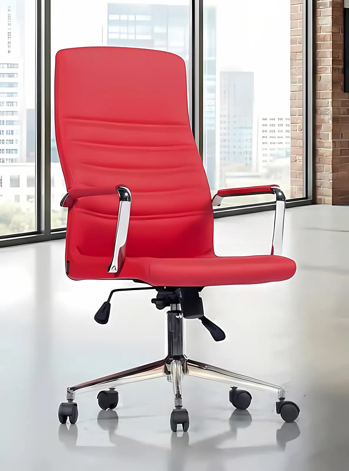FLORA, Chefsessel, Leder Rot