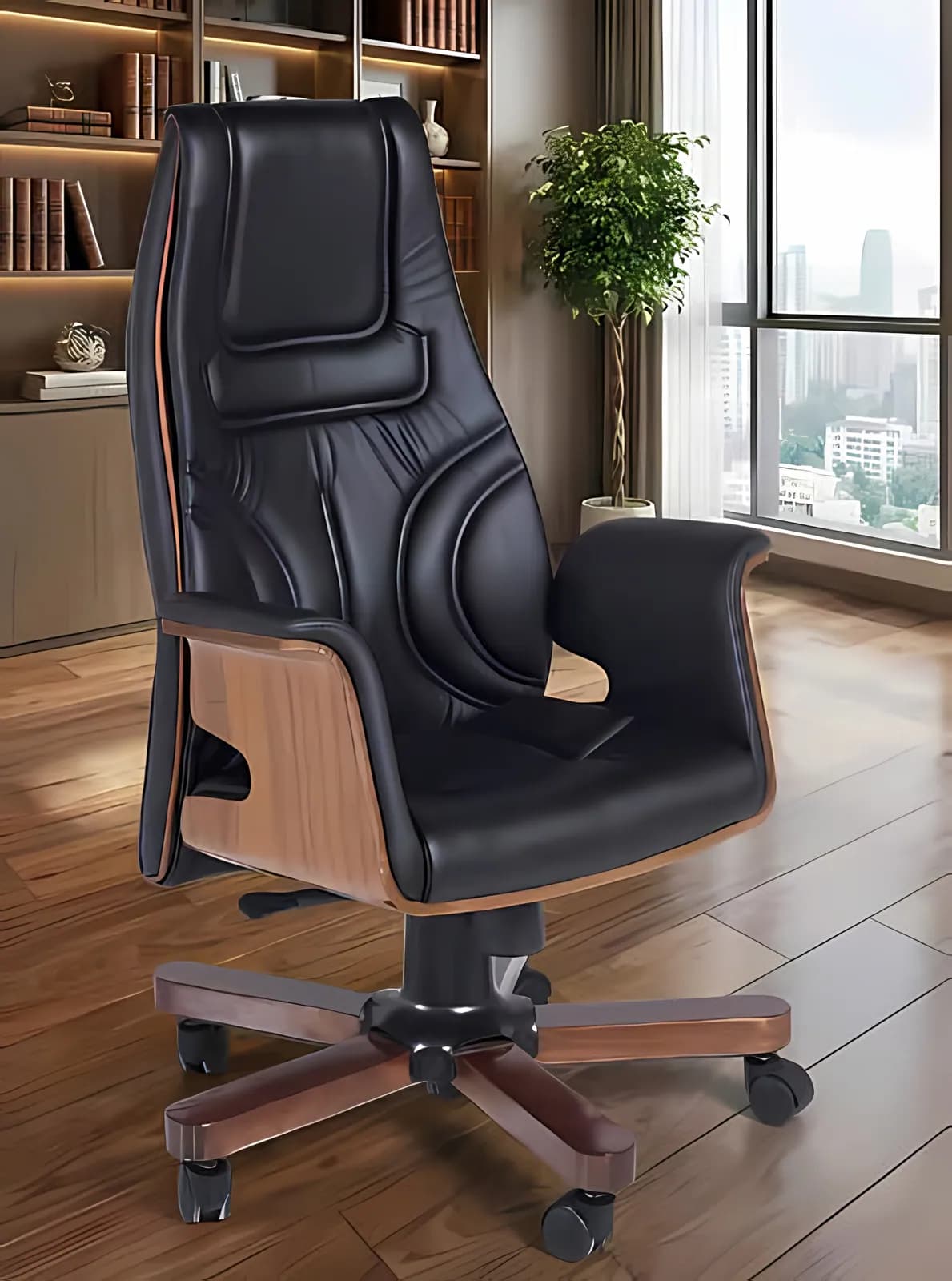 KRAL, Chefsessel, Leder Nussbaum