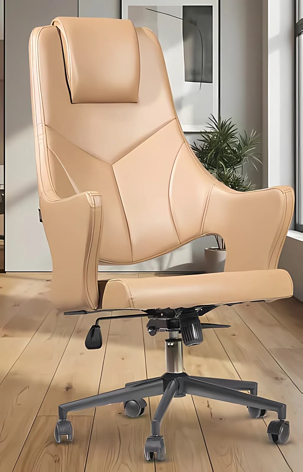 LONDON, Chefsessel, Leder Beige