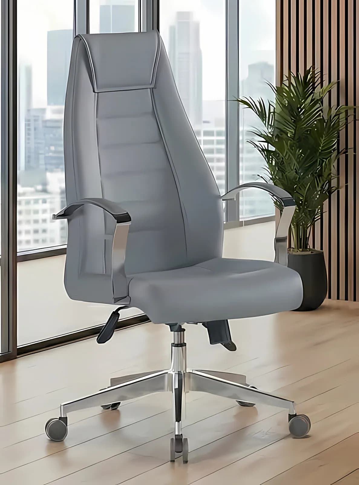 TURQUOISE, Chefsessel, Leder Grau
