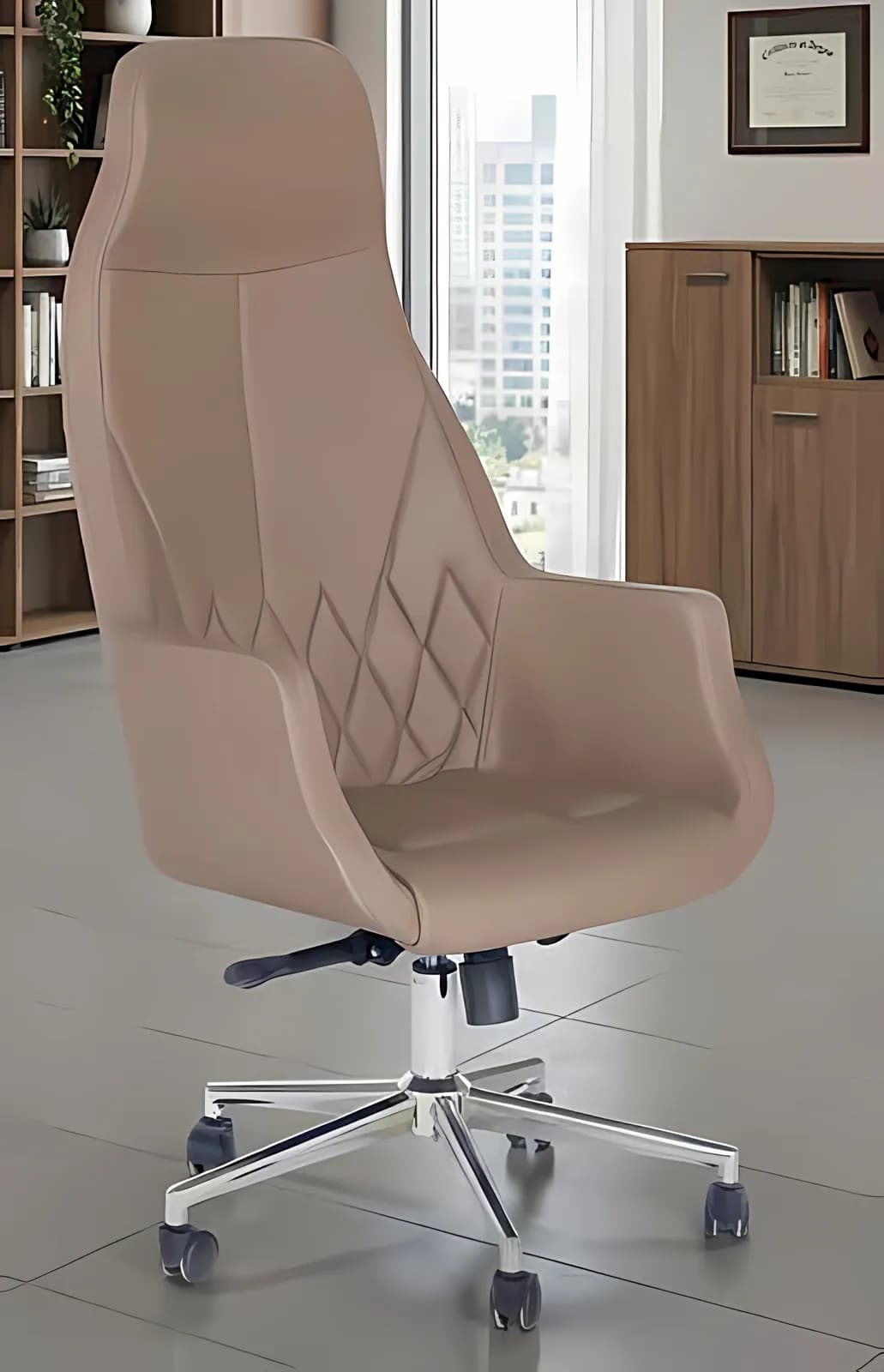 VALERI, Chefsessel, Leder Beige