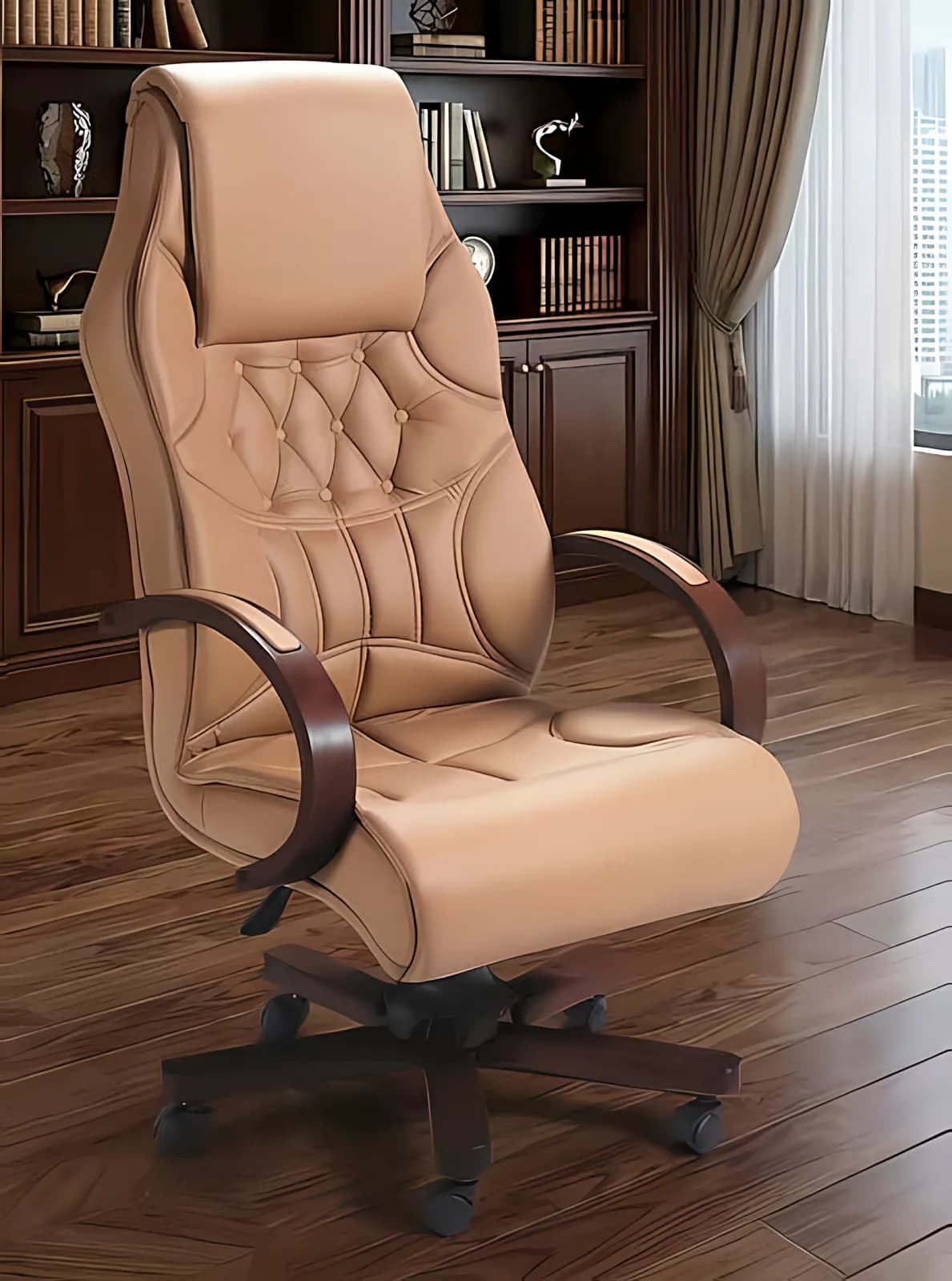 VERONA, Chefsessel, Leder Beige