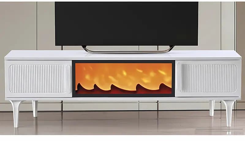 LINEA, TV-Lowboard mit Elektrokamin, Anthrazit