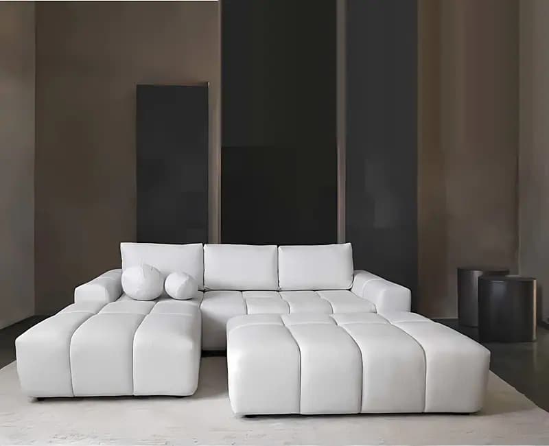 NOBO, Ecksofa, modular, Bouclé Creme