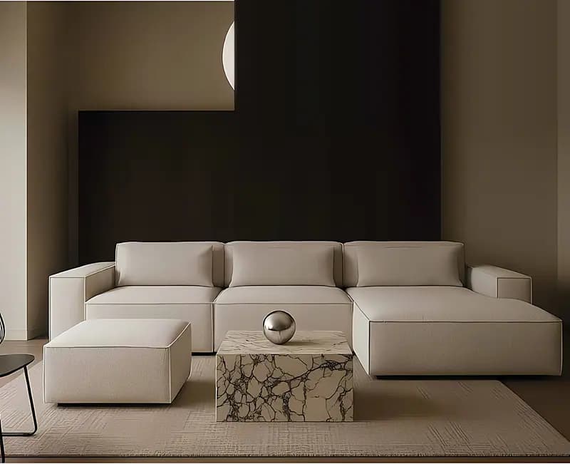 NORDI, Ecksofa, modular, Bouclé Beige